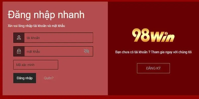 Cách thức đăng nhập 98Win trên web